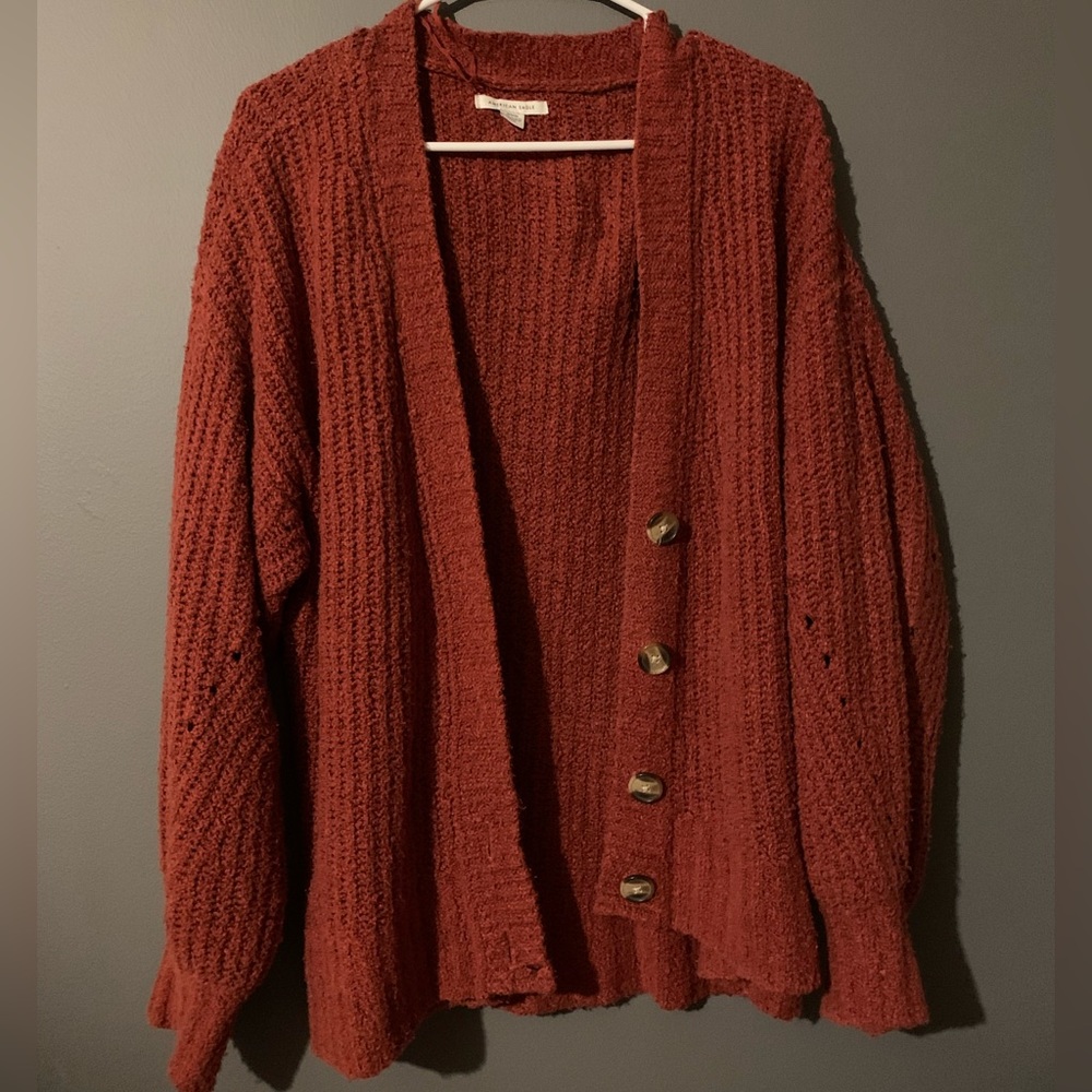 American Eagle medium autumn brown button up cardigan.